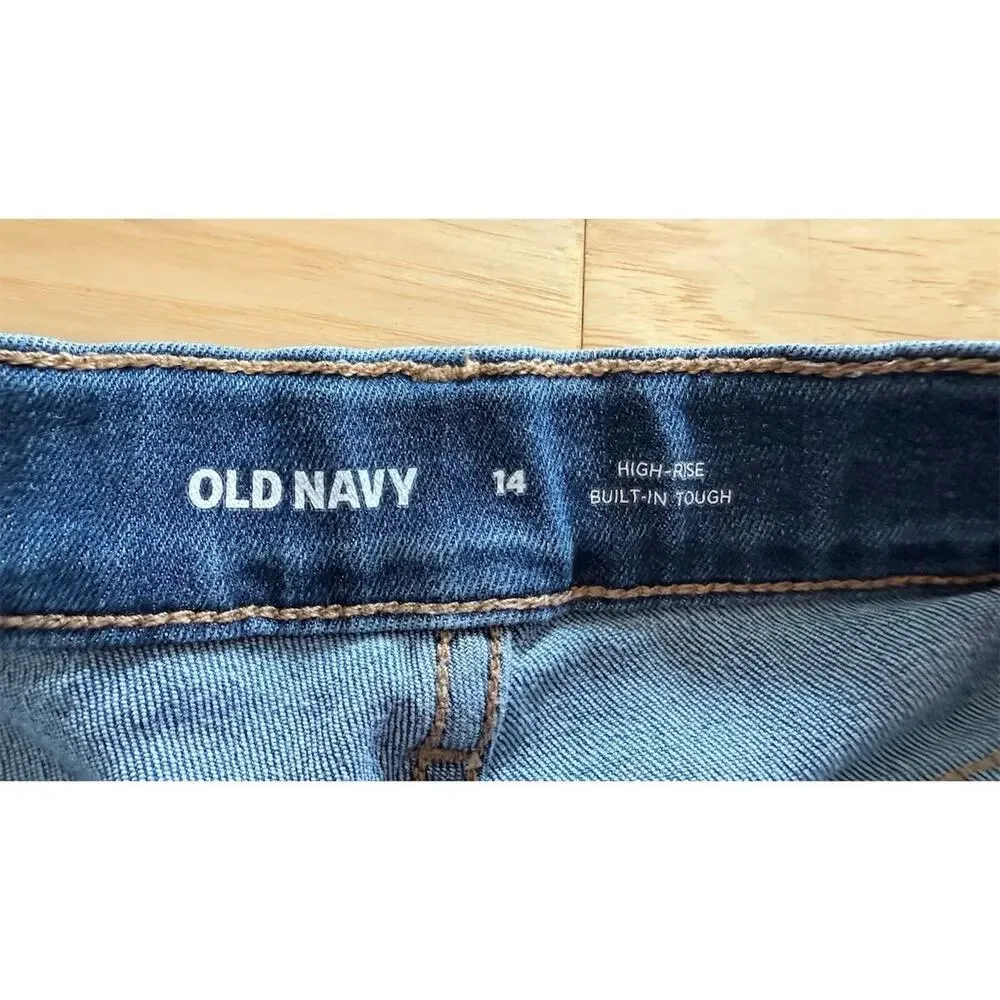 Old Navy Girls Denim Shorts Size 14 Dark Wash High-Rise Cuffed Hem